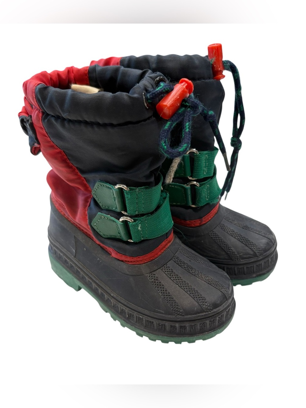 Vintage 90s Crayola Kids Colorblock Snow Boots Rubber Winter Boots 7C - Picture 3 of 5